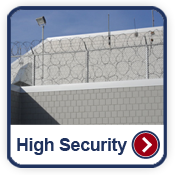 High Security gallery button image. Rochester, Minnesota commercial fencing company fence contractors hydraulic bollards wedge cable barrier barrier arm gate K-Rated M50 M30 K4 K8 K12 concertina wire razor wire chain link infrared detection microwave detection barbwire prison correctional airport manufacturing 