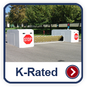 K-Rated gallery button image. Rochester fencing company commercial fencing contractors Minnesota hydraulic bollards wedge cable barrier barrier arm gate K-Rated M50 M30 K4 K8 K12 concertina wire razor wire chain link infrared detection microwave detection barbwire prison correctional airport manufacturing vehicle restraint system vehicle testing hydraulic bollards crash cantilever gate mobile vehicle barrier crash rated