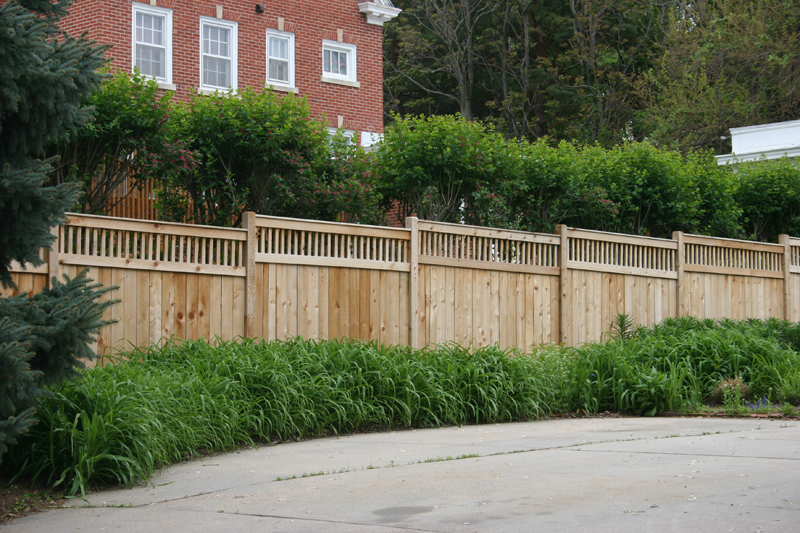 American Fence Company Sioux City, Iowa - Wood Fencing, 1063 Custom Solid with Accent Top
